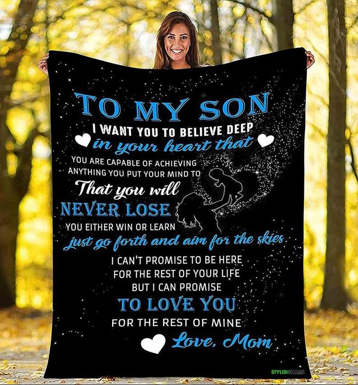 Blanket for son, Christmas gift, son's birthday, Personalized Fleece Sherpa Blankets, family blanket, gift from mom and dad