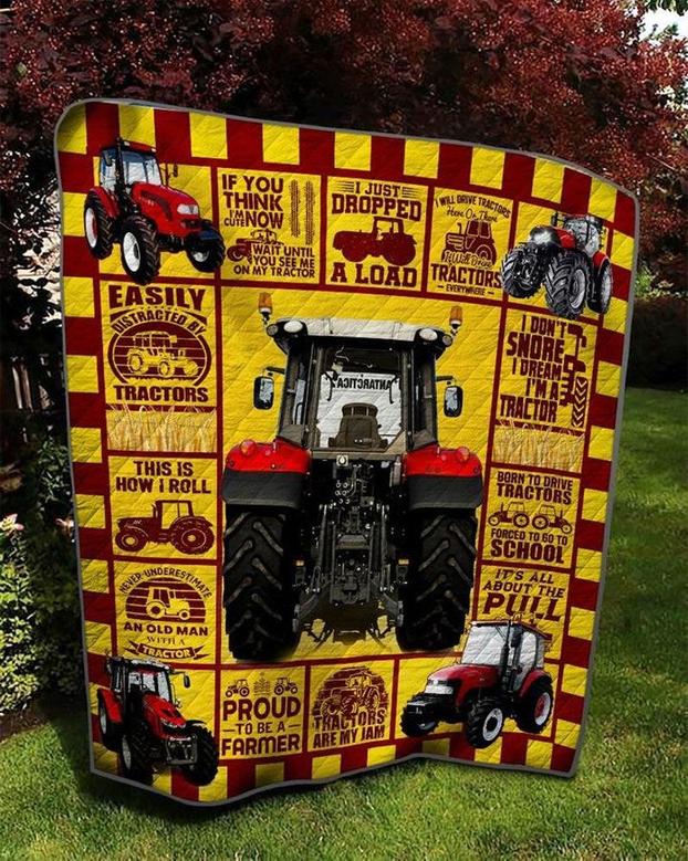 Blanket for tractor, Farmer blanket, Grumpy Grandpa farmer, Christmas blanket, blanket for daddy, gift for husband, Yellow blanket