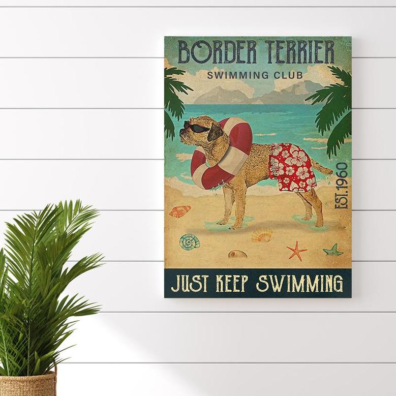 Border Terrier Swimming Club Jusst Keep Swimming Poster