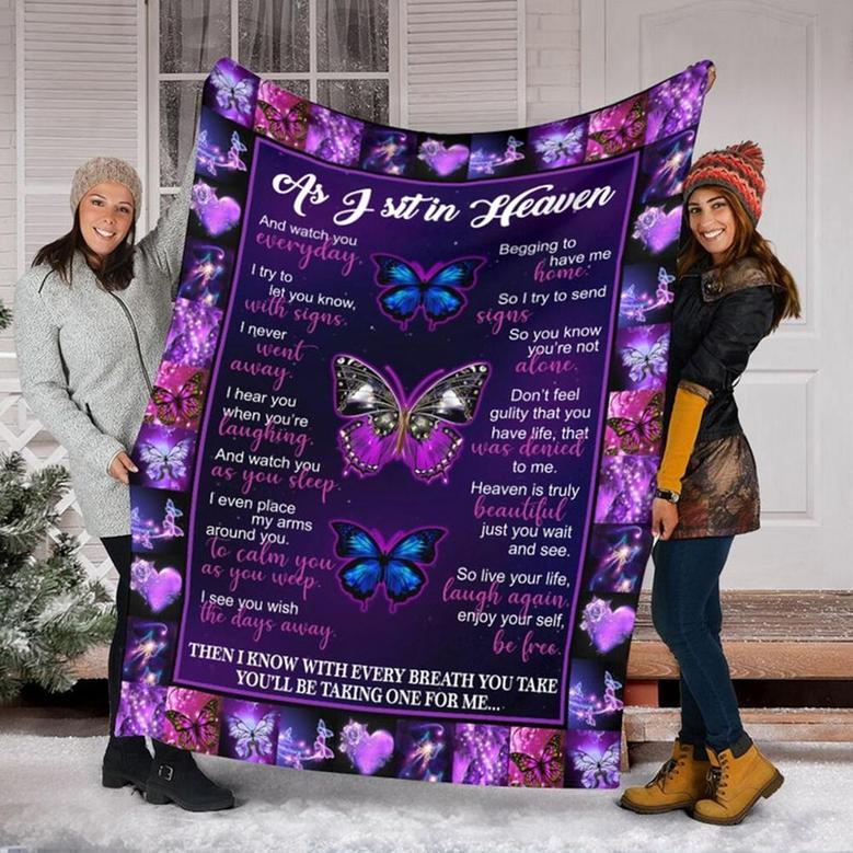 Butterfly As I Sit In Heaven Blanket, Butterfly Fleece Blanket, Butterfly Pattern, Butterfly Lover Gift, Gift Ideas