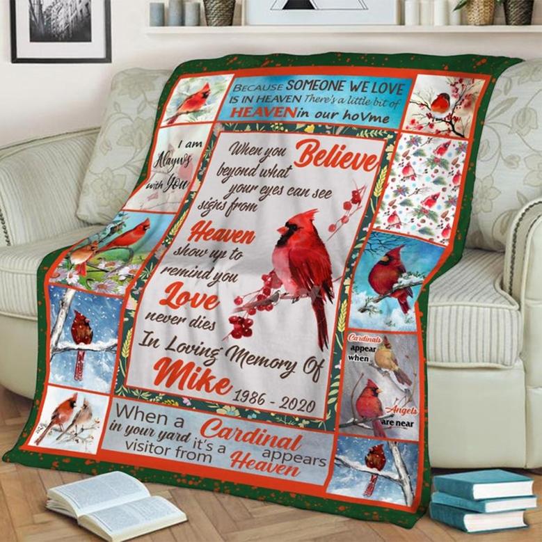 Cardinal Appear When Angles Are Near Blanket, Special Blanket, Anniversary Gift, Christmas Memorial Blanket Gift Friends and Family Gift