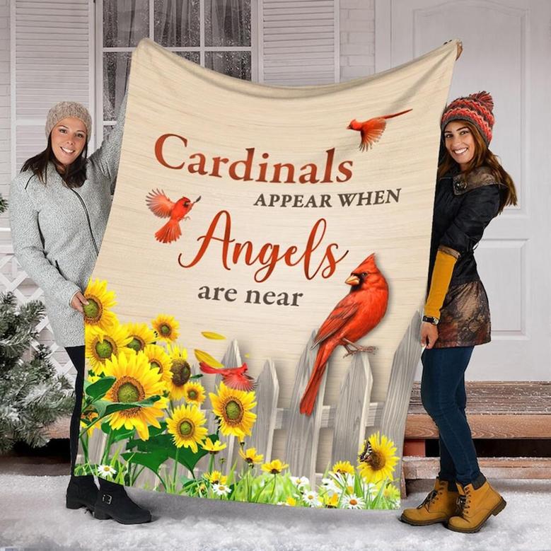 Cardinal Appear When Angles Are Near Blanket, Special Blanket, Anniversary Gift, Christmas Memorial Blanket Gift Friends and Family Gift