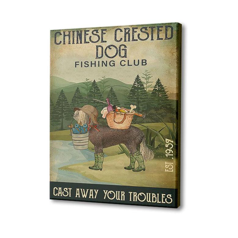 Chinese Crested Dog Fishing Club Cycling Club Canvas