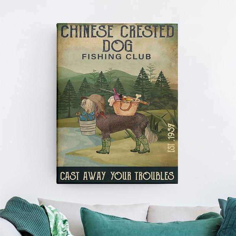 Chinese Crested Dog Fishing Club Cycling Club Canvas