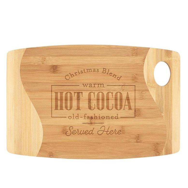 Christmas Blend Old Fashioned Hot Cocoa Served Here Bamboo Cutting Board Wood Engraved Holiday Kitchen Counter Table Decor Gift for Women