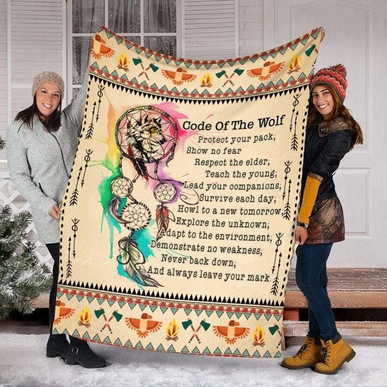 Code Of The Wolf Hippie Blanket, Special Blanket, Anniversary Gift, Christmas Memorial Blanket Gift Friends and Family Gift
