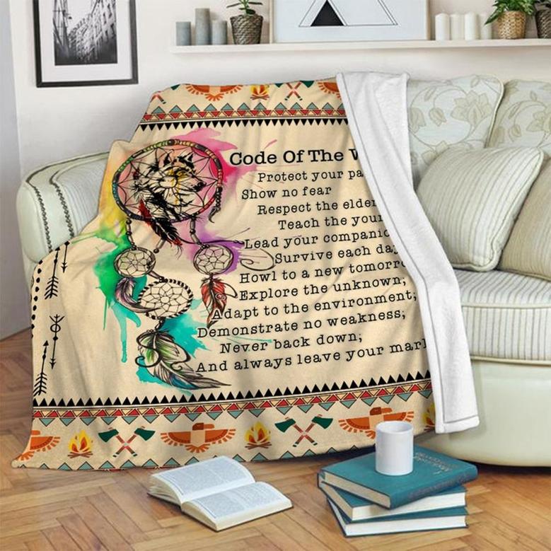 Code Of The Wolf Hippie Blanket, Special Blanket, Anniversary Gift, Christmas Memorial Blanket Gift Friends and Family Gift