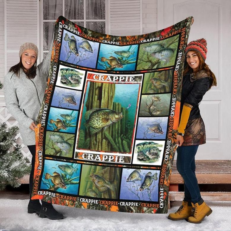 Crappie Blanket, Fishing Blanket, Family Throw Blanket, Christmas Blanket, Blanket For Gifts, Outdoor Blanket