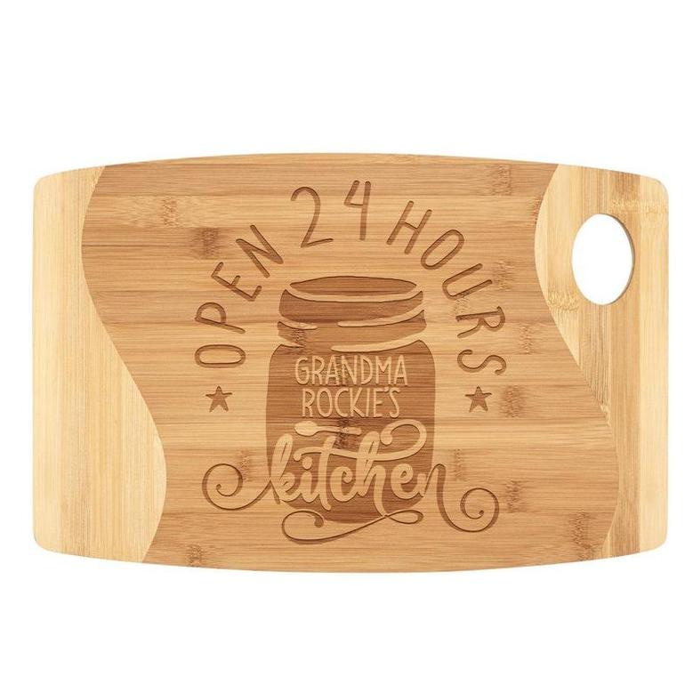 Custom Cutting Board with Name Laser Engraved Bamboo Wood Birthday Christmas Gift for Grandma Grandpa from Grandkids Grandson Granddaughter