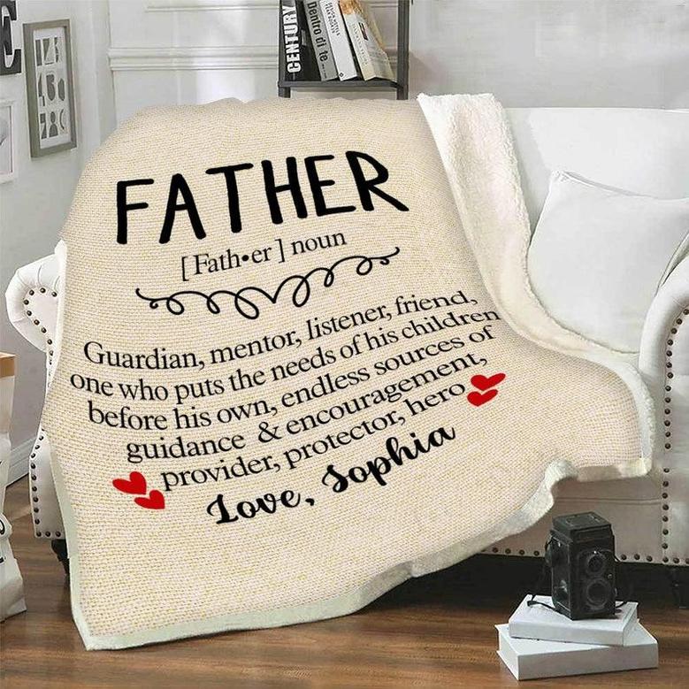 Customized Blanket For Father's Day, Gift For Him, Fleece Blanket For Dad With Quote, Personalized Gift For Dad, Gift Ideas For Dad