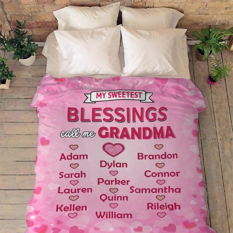 Customized Blanket For Grandma, Blanket For Granny, Custom Fleece Blanket, Blanket And Throws, Grandparent's Day Gift, Gift For Nana Grandpa