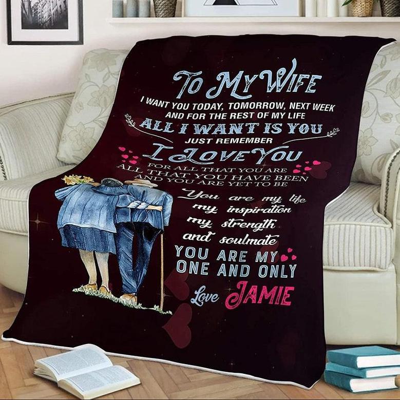 Customized Blanket For Wife, Couple Gifs To My Wife Customized Blanket Gift For Anniversary Birthday, Christmas, Couples Gift, Gift For Her