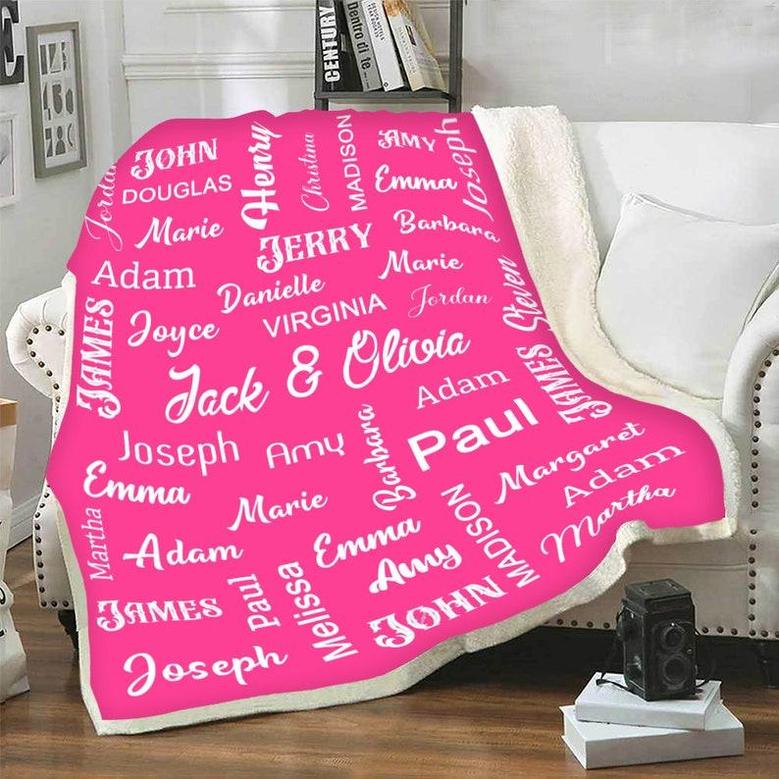 Customized Family Names Blanket, Custom Gift For Family, Gift For Birthday, Christmas, Thanksgiving Day, Fleece Blanket &Throws, Custom Gift