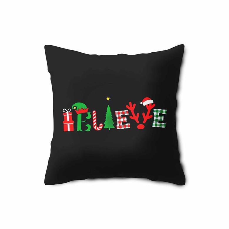 Cute Christmas Tree Believe Gift Pillow Case