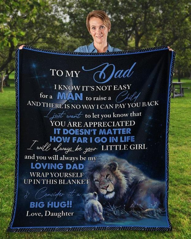 Daddy blanket, Father Lion blanket, blanket from daughter, Fleece sherpa blanket, Custom blanket, family blanket, gift from son