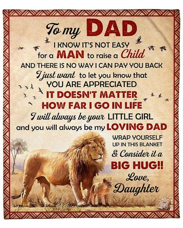 Daddy blanket, Father Lion blanket, blanket from daughter, Fleece sherpa blanket, Custom blanket, family blanket, gift from son