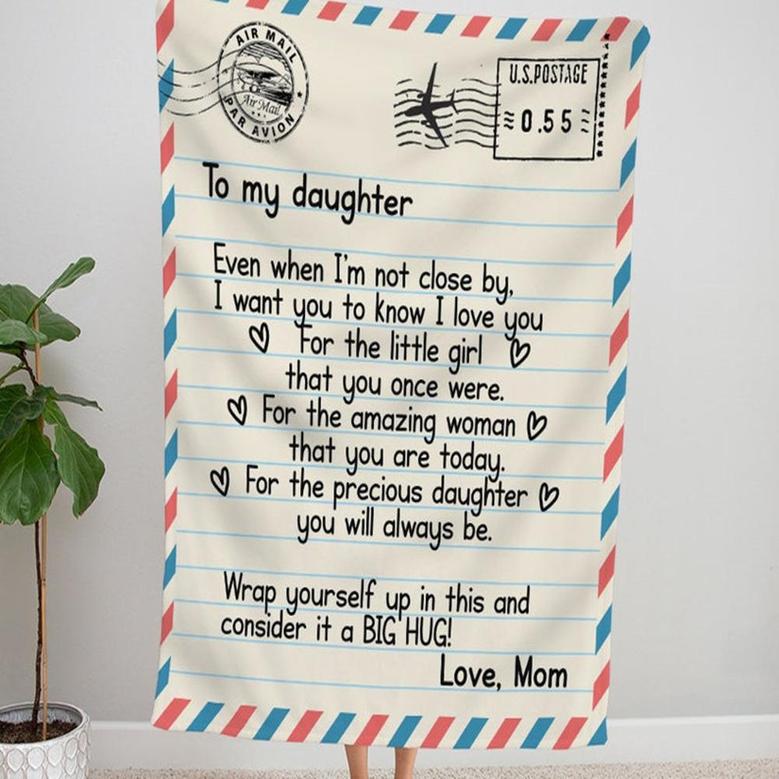 Daughter Blanket, Mom Envelope Letter Blanket, Long Distance Blanket, Mom Loves You Blanket