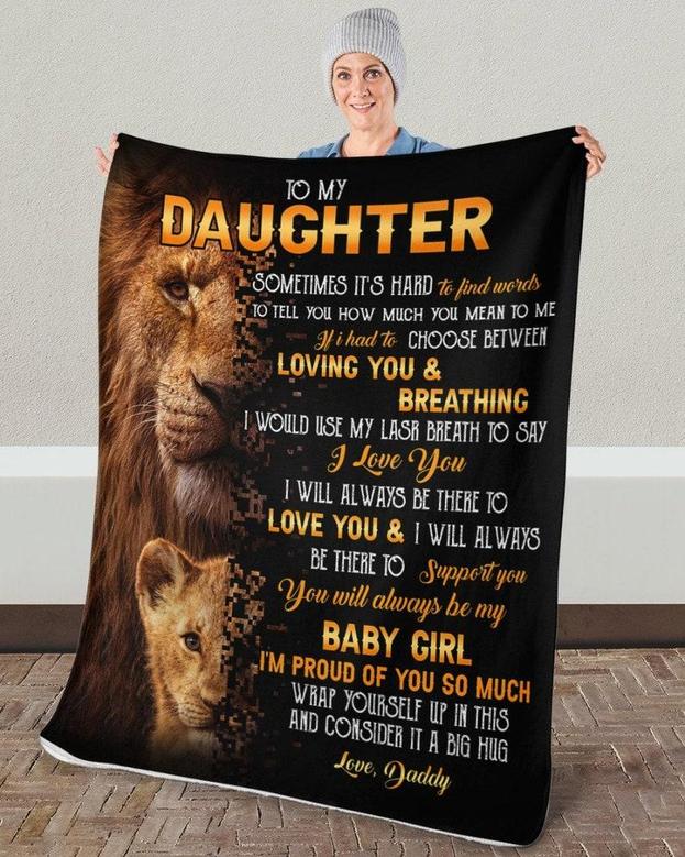 Daughter lion blanket, Custom Fleece Sherpa Blankets,Christmas blanket Gifts, birthday gifts for daughter, daddy mommy gifts, family blanket