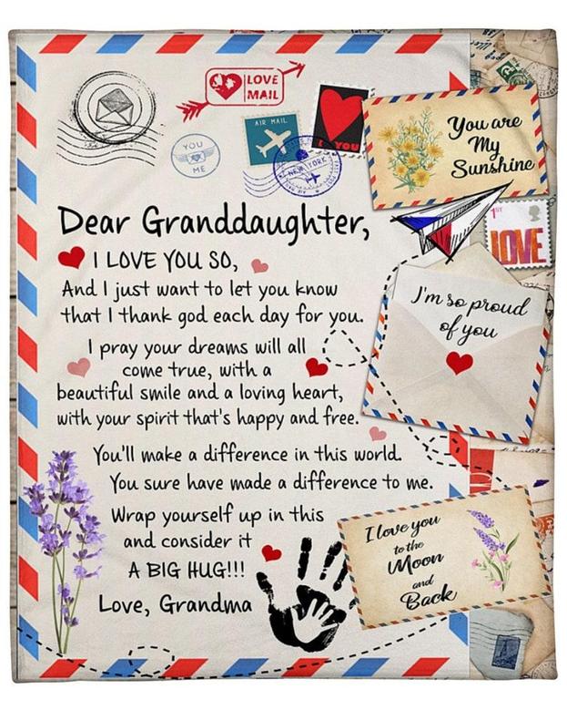 Dear Granddaughter blanket, Grandma blanket gifts, Fleece Sherpa Blankets, Christmas blanket Gifts, grandma and granddaughter gifts