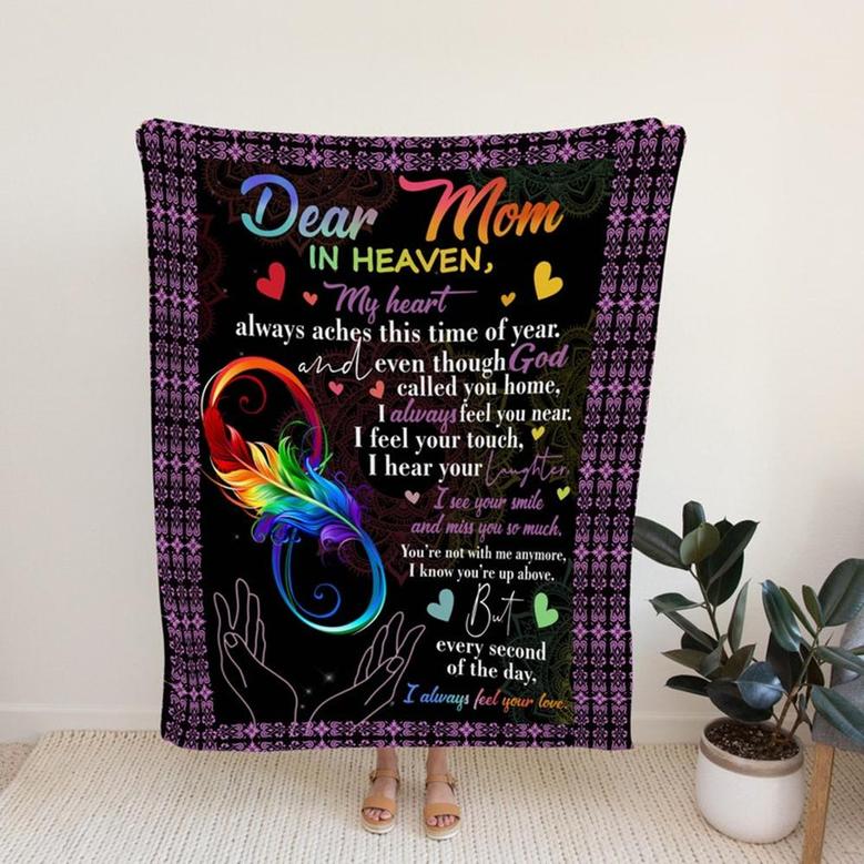 Dear Mom In Heaven Blanket, Memorial Blanket, Mother Blanket, Family Throw Blanket, Blanket For Mom, Blankets For Gift, Christmas Blanket