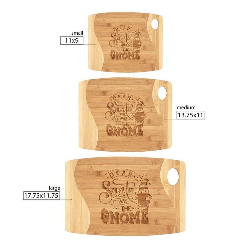 Dear Santa It Was the Gnome Bamboo Cutting Board Wood Laser Engraved Cute Christmas Home Kitchen Decor Table Decoration Charcuterie Cheese
