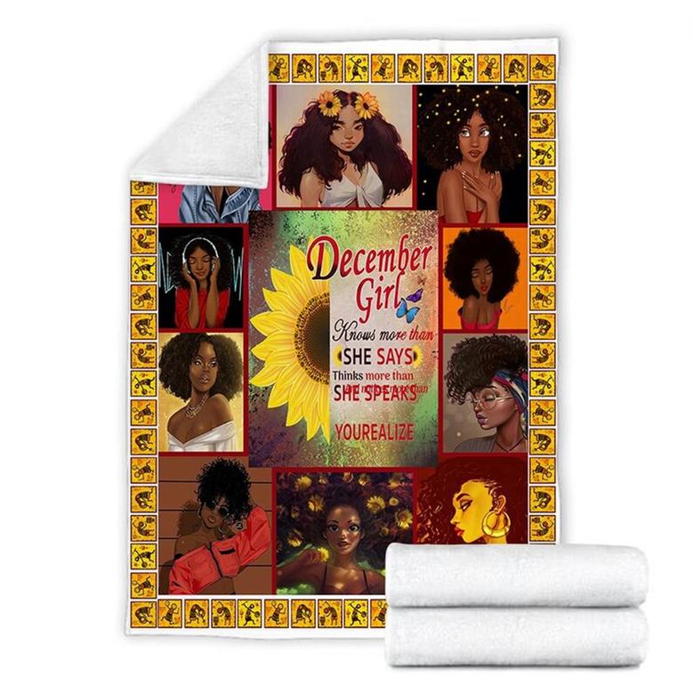 December Girl Black Women Blanket, Fleece Sherpa Mink Blanket, Special Blanket, Christmas Gift For Family, Gift For Girl