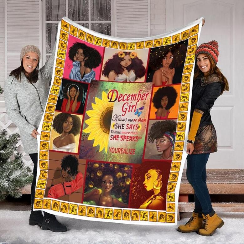 December Girl Black Women Blanket, Fleece Sherpa Mink Blanket, Special Blanket, Christmas Gift For Family, Gift For Girl