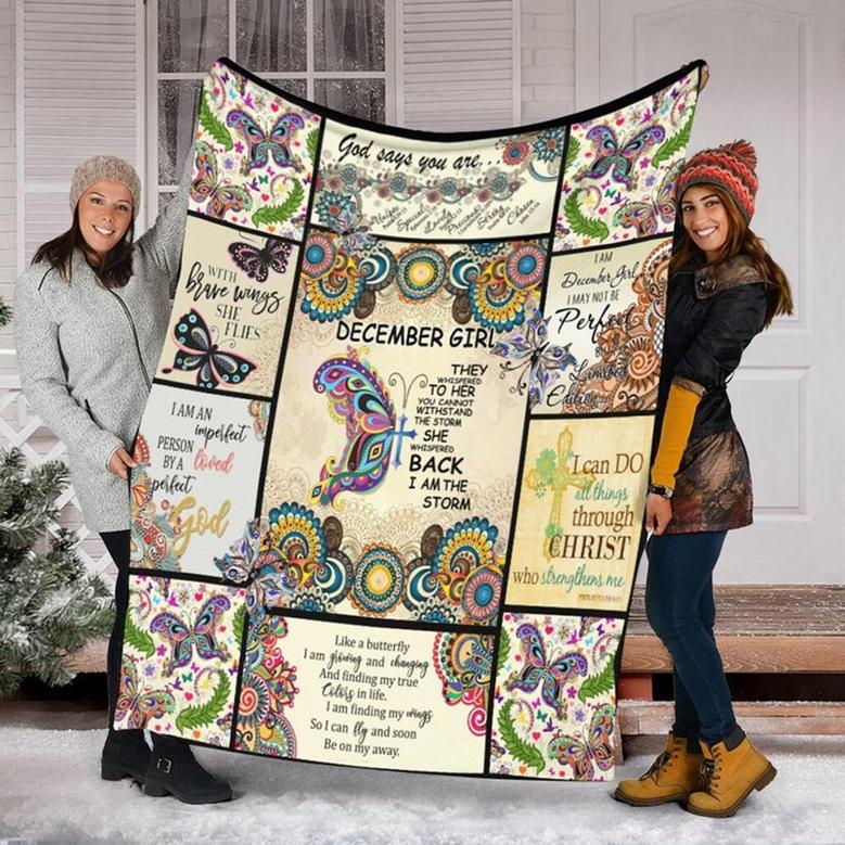 December Girl Blanket, Fleece Sherpa Mink Blanket, Special Blanket, Christmas Gift For Family, Gift For Girl