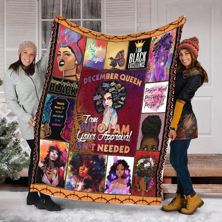 December Queen Black Women Blanket, Fleece Sherpa Mink Blanket, Special Blanket, Christmas Gift For Family, Gift For Girl