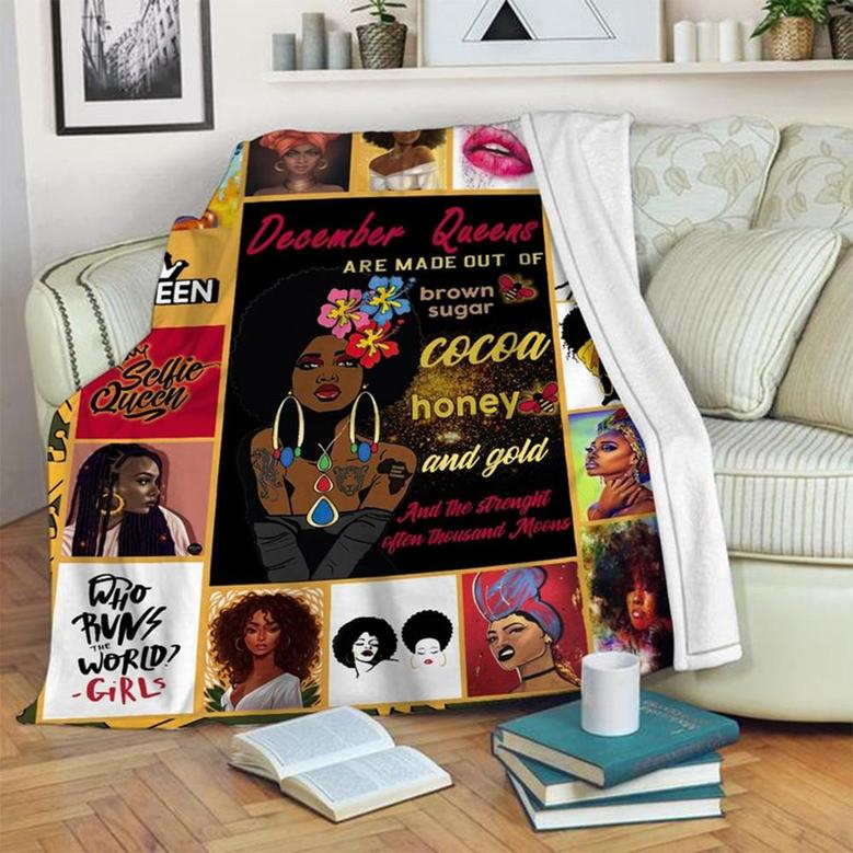 December Queen Black Women Blanket, Fleece Sherpa Mink Blanket, Special Blanket, Christmas Gift For Family, Gift For Girl