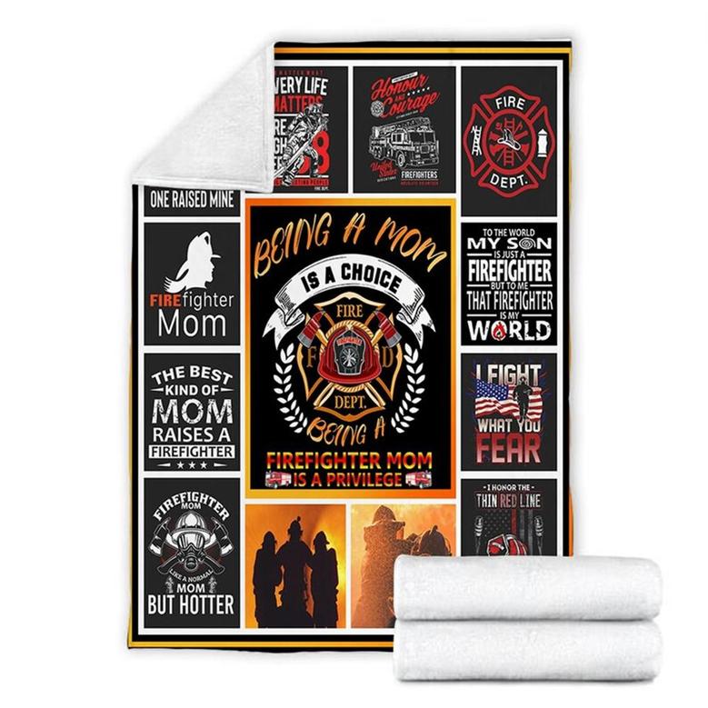 Firefighter Mom Blanket, Mother's Day Gifts, Christmas Gift For Mother, Anniversary Gift, Mom Blanket