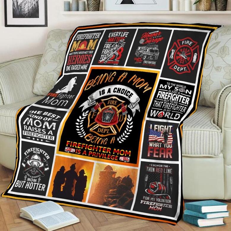 Firefighter Mom Blanket, Mother's Day Gifts, Christmas Gift For Mother, Anniversary Gift, Mom Blanket