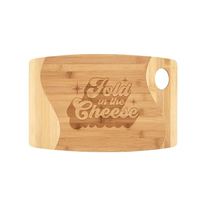 Fold in the Cheese Cutting Board Charcuterie Tray Organic Bamboo Wood Sustainable Laser Engraved Funny Housewarming Birthday Christmas Gift