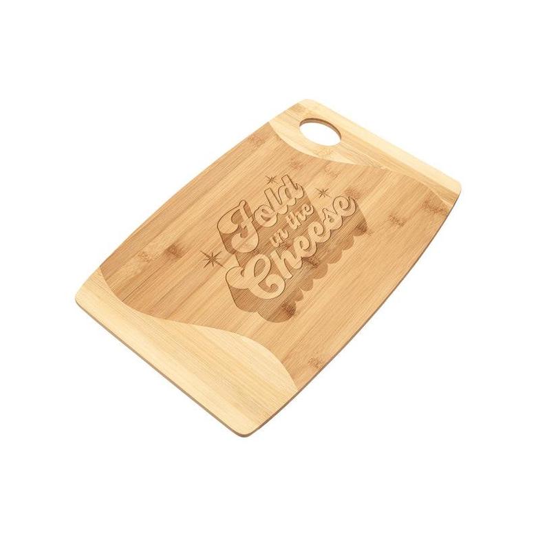 Fold in the Cheese Cutting Board Charcuterie Tray Organic Bamboo Wood Sustainable Laser Engraved Funny Housewarming Birthday Christmas Gift