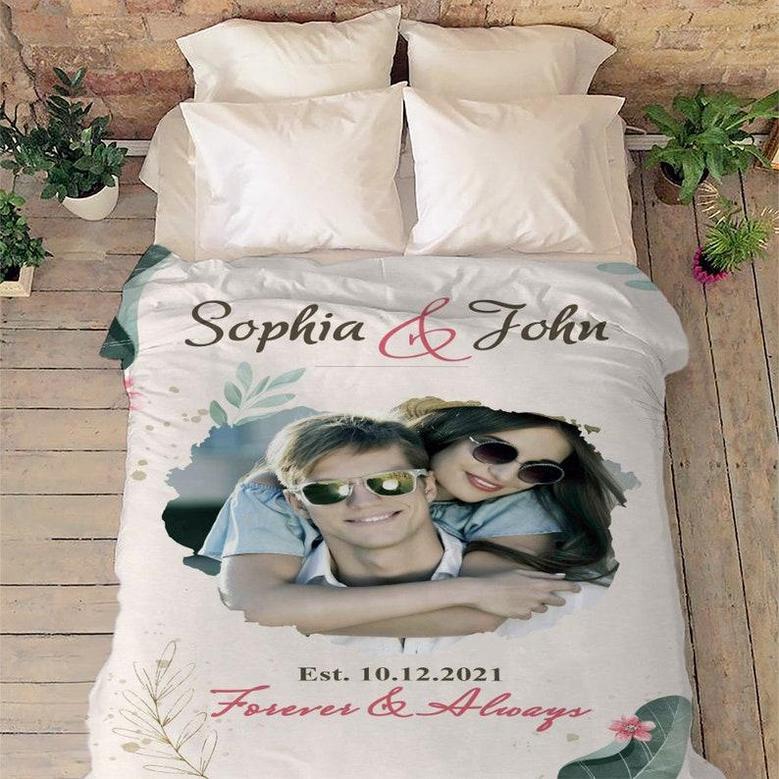 Forever And Always Customized Blanket Blanket For Wife Gift For Her Gift For Valentine's Day, Anniversary Couples Fleece Blanket, To My Wife