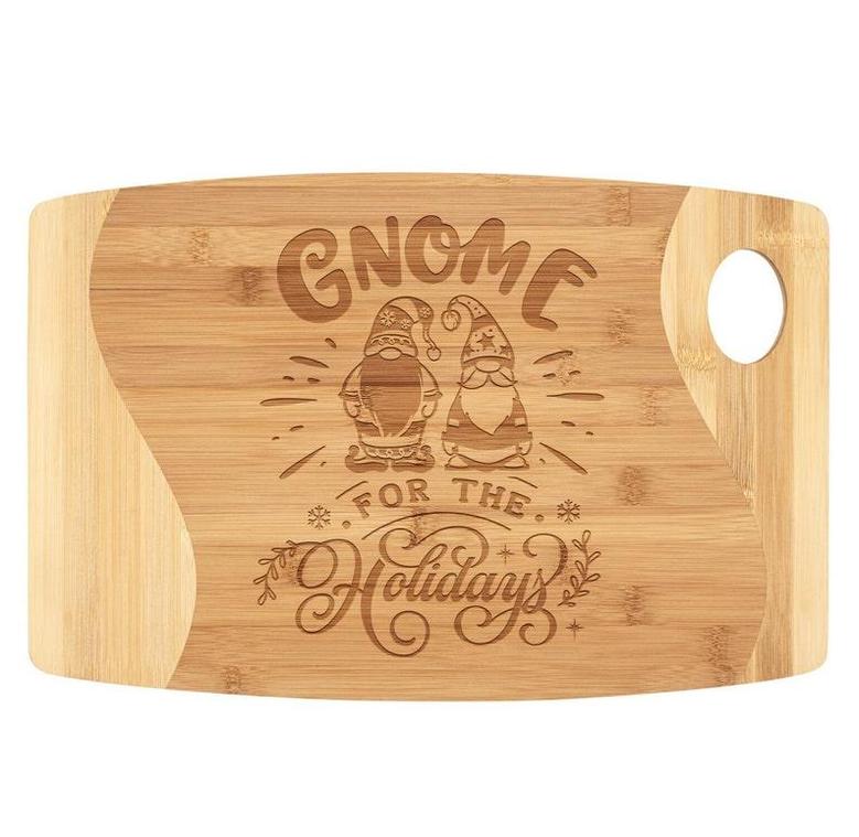 Funny Gnome Christmas Cutting Board for the Holidays Sustainable Bamboo Cute Kitchen Decoration Chopping Serving Platter Tray Holiday Party