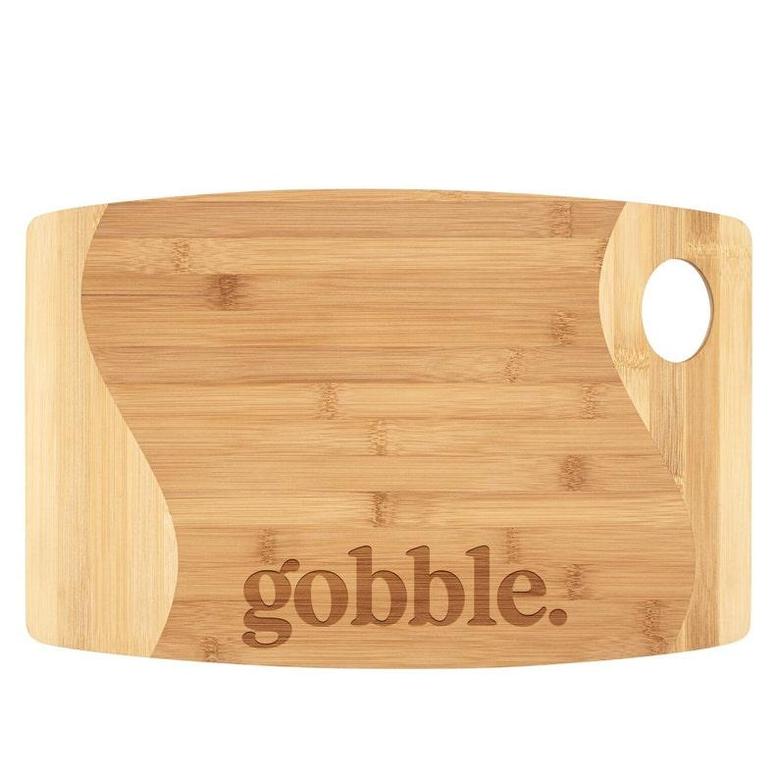 Gobble Cutting Board Organic Bamboo Laser Engraved Wood Funny Thanksgiving Dinner Charcuterie Cheese Tray Serving Platter Home Kitchen Decor