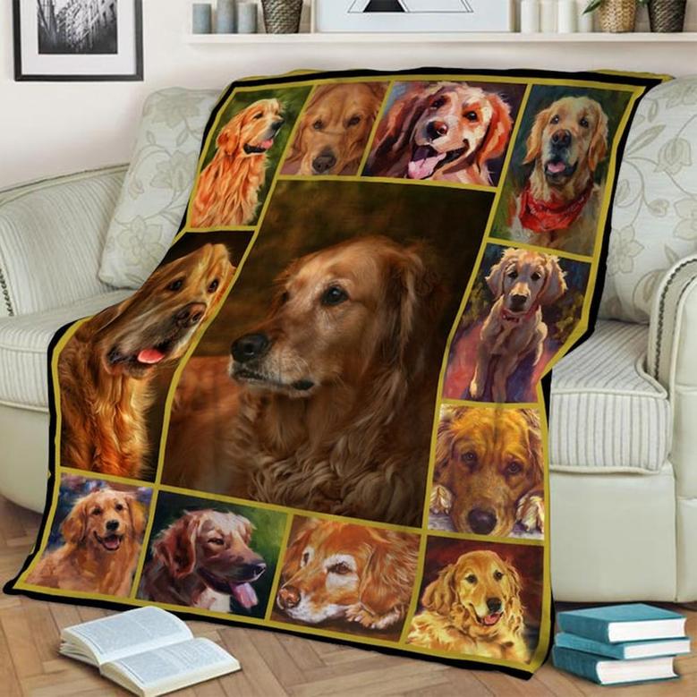 Golden Dog Blanket, Special Blanket, Anniversary Gift, Christmas Memorial Blanket Gift Friends, Gift For Dog Lover