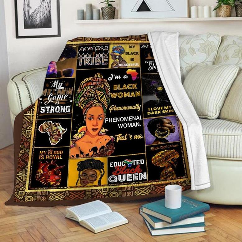I am Black Women, Positive Affirmations Girl, Fleece Blanket Gifts for Adult Kids Warm Bed Blanket for Couch Sofa Travel Nap All Season