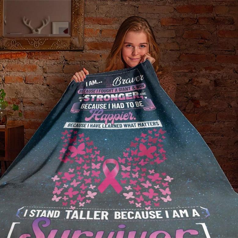 I Am ... Braver , Stronger, Happier Fleece Blanket, Special Blanket, Gift Idea, Gift For Birthday