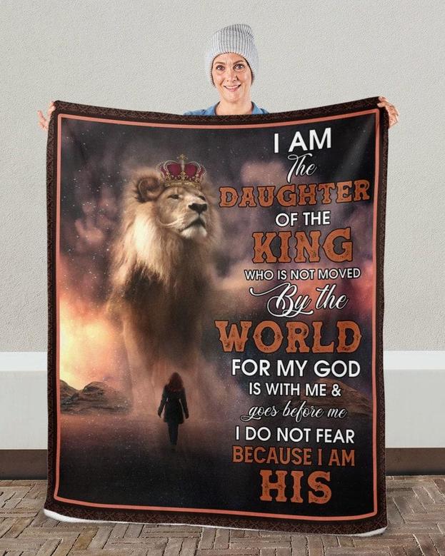 I am the daughter of the king blanket, Custom Fleece Sherpa Blankets,Christmas blanket Gifts, size 30"x40", 50"x60, 60"x80"