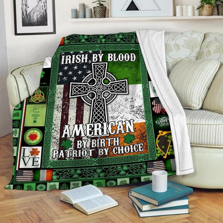 Irish By Blood American Blanket, Fleece Sherpa Mink Blankets, Christmas Gift, Anniversary Gift