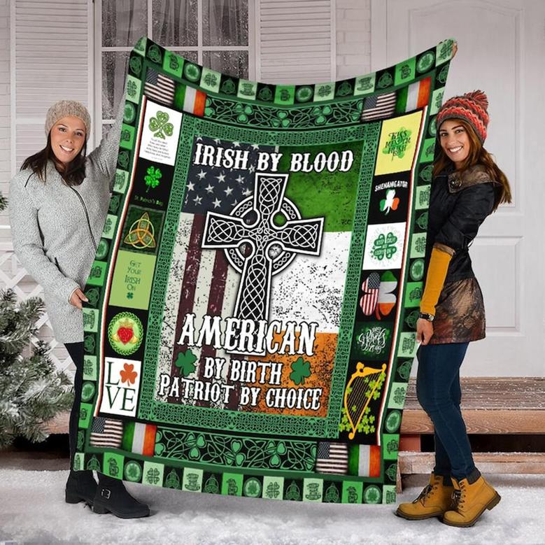 Irish By Blood American Blanket, Fleece Sherpa Mink Blankets, Christmas Gift, Anniversary Gift