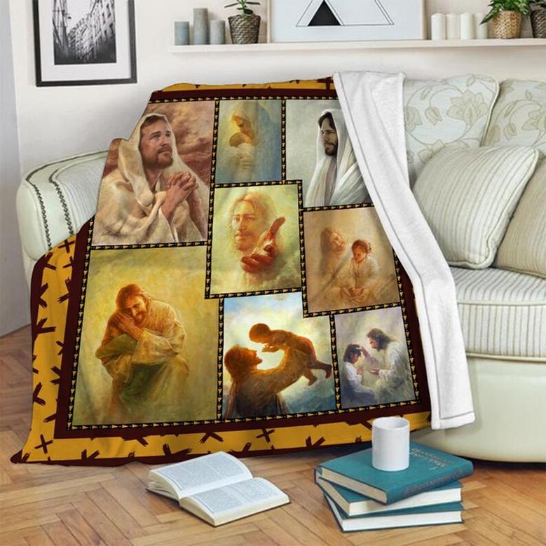 Jesus And Child Blanket, Special Blanket, Anniversary Gift, Christmas Memorial Blanket Gift Friends and Family Gift