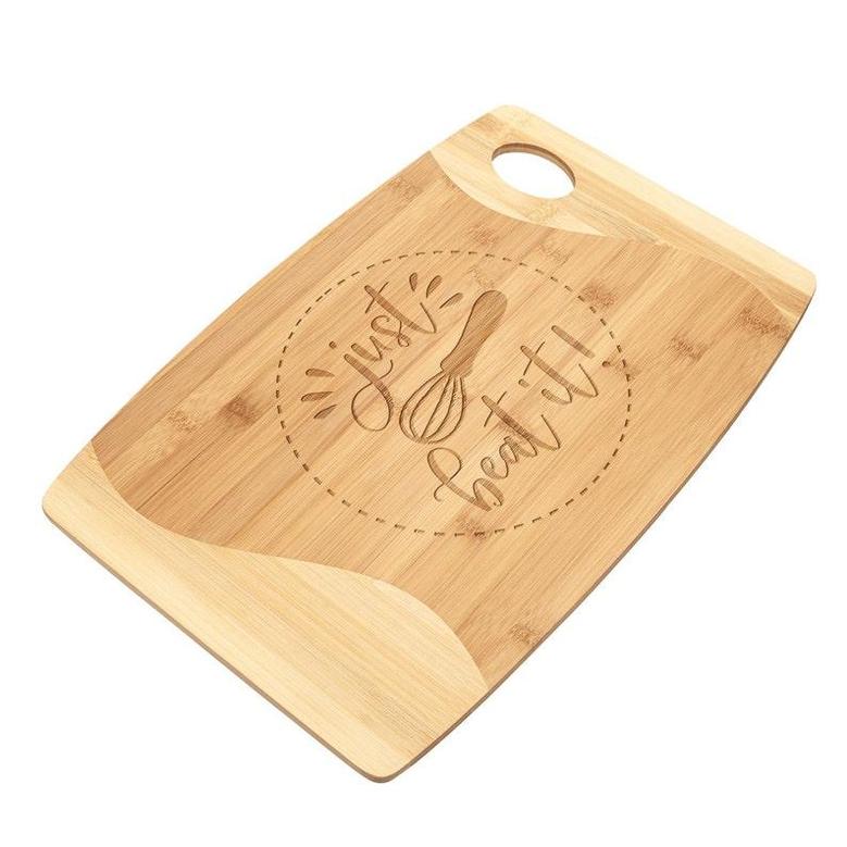 Just Beat It Cutting Board Organic Bamboo Wood Wodden Laser Engraved Cutting Board Funny Cooking Humor Birthday Christmas Gift for Women Men