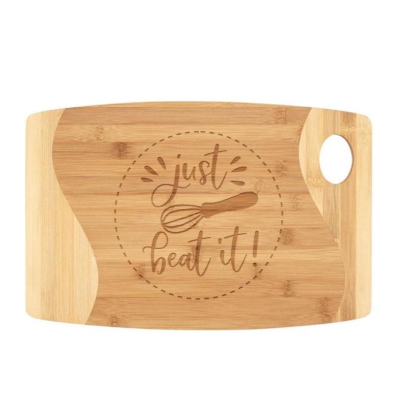 Just Beat It Cutting Board Organic Bamboo Wood Wodden Laser Engraved Cutting Board Funny Cooking Humor Birthday Christmas Gift for Women Men