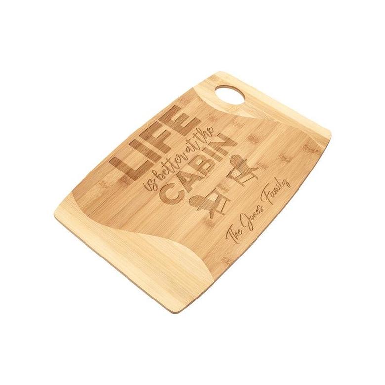 Life Is Better At The Cabin Personalized Bamboo Laser Etched Cutting Board, Cabin Decor, Cabin Gift, Custom Cutting Board, Cabin Kitchen
