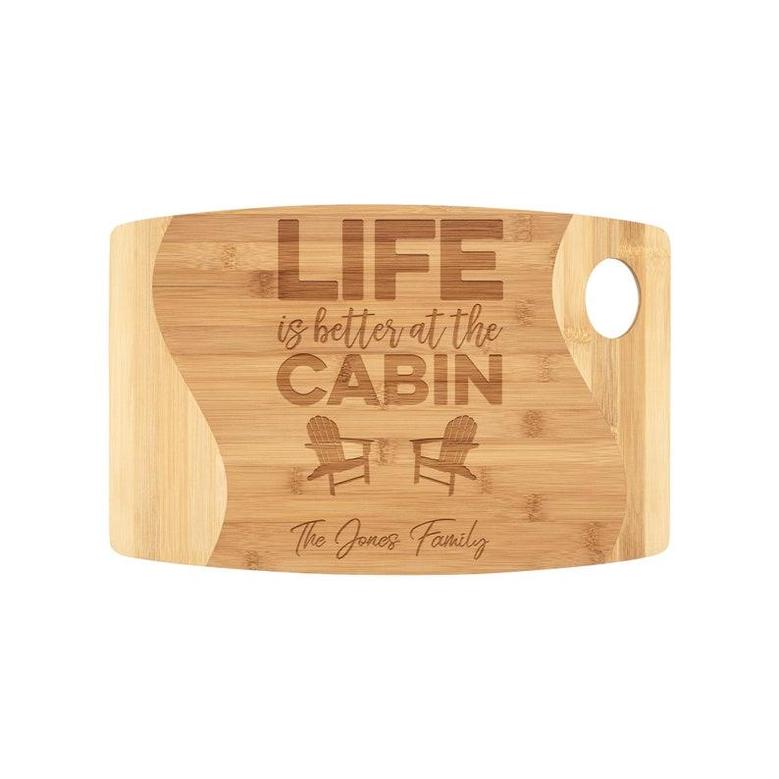 Life Is Better At The Cabin Personalized Bamboo Laser Etched Cutting Board, Cabin Decor, Cabin Gift, Custom Cutting Board, Cabin Kitchen