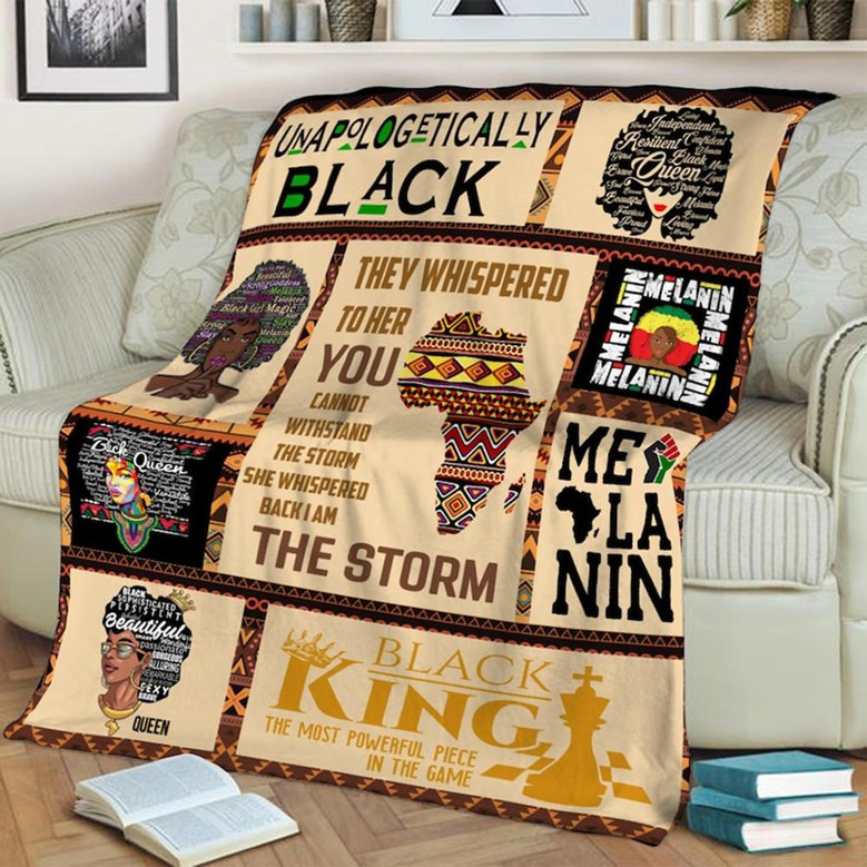 Melanin Black Queen Blanket, Fleece Sherpa Mink Blanket, Special Blanket, Christmas Gift For Family, Gift For Girl