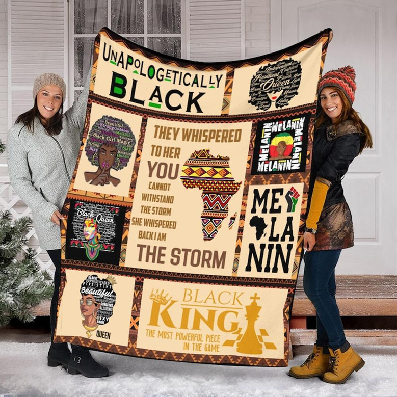 Melanin Black Queen Blanket, Fleece Sherpa Mink Blanket, Special Blanket, Christmas Gift For Family, Gift For Girl